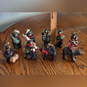 Charming Black Bear Tree Ornament Set